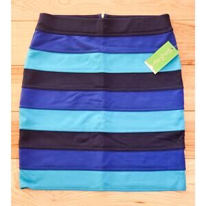Lilly Pulitzer Cheyenne Skirt M Bomber Blue Banded Stripe Mini Skirt BeachChic
